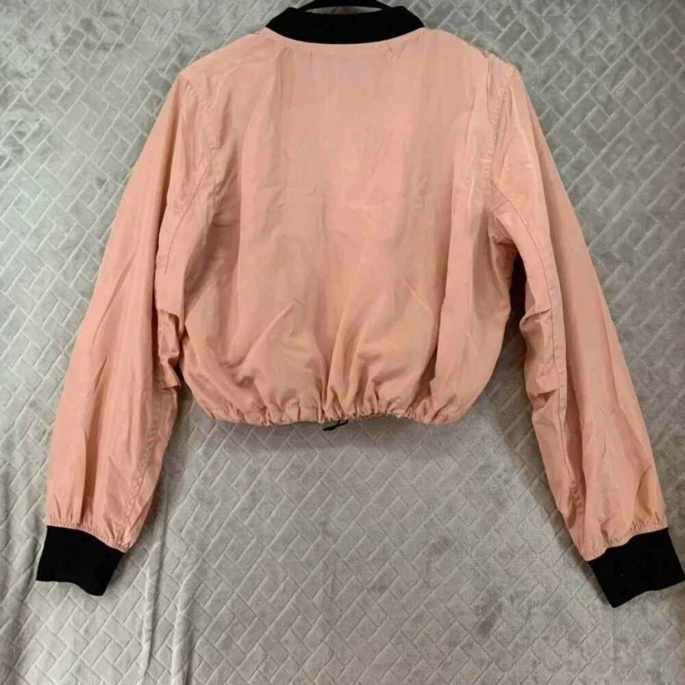 Better Be Womans Large Cropped Jacket Pink Full Zip Adjustable Sandy Grease
